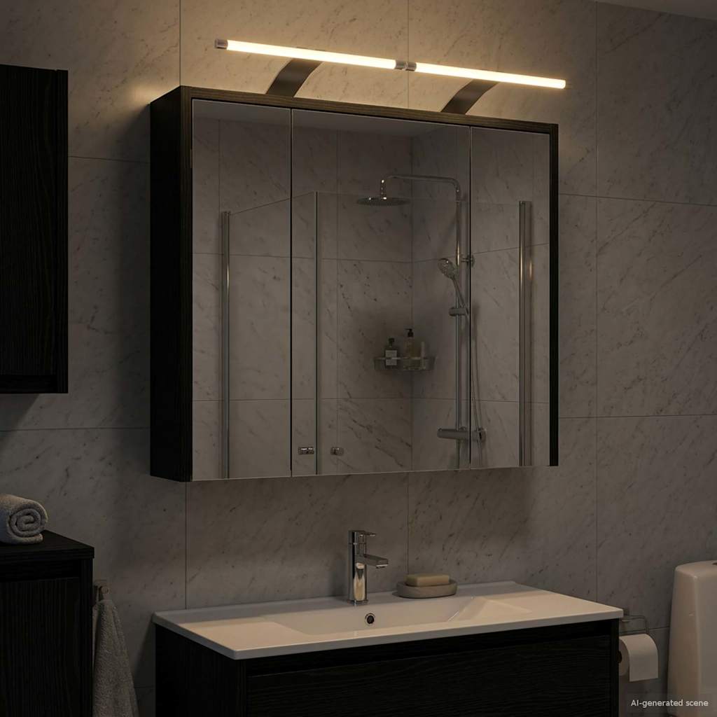 vidaXL Szafka z lustrem do łazienki Czarny Dąb 63,5 x 16 x 62,5 cm