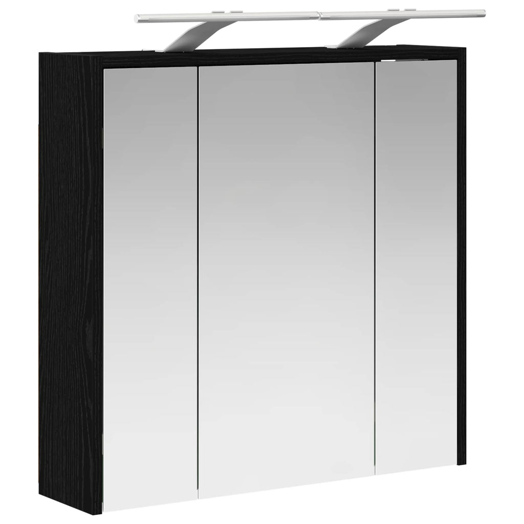 vidaXL Szafka z lustrem do łazienki Czarny Dąb 63,5 x 16 x 62,5 cm