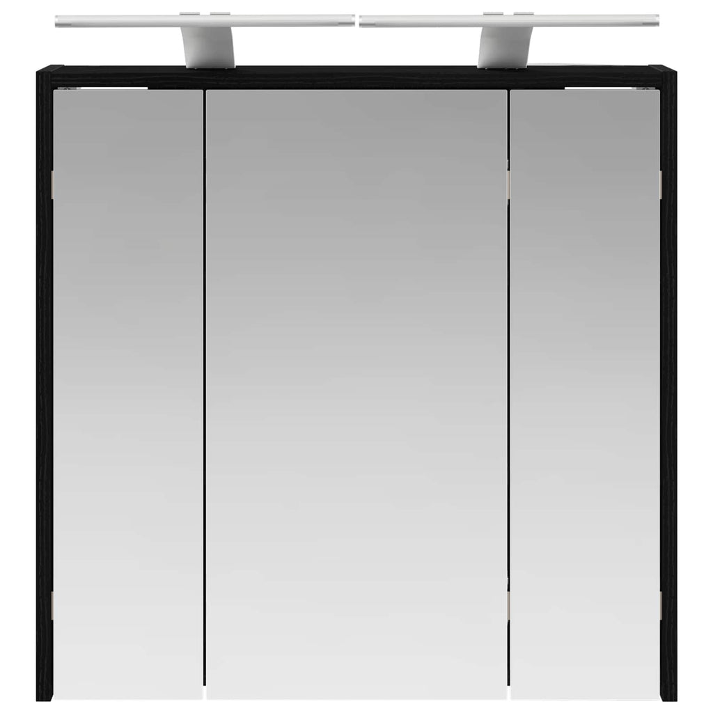 vidaXL Szafka z lustrem do łazienki Czarny Dąb 63,5 x 16 x 62,5 cm