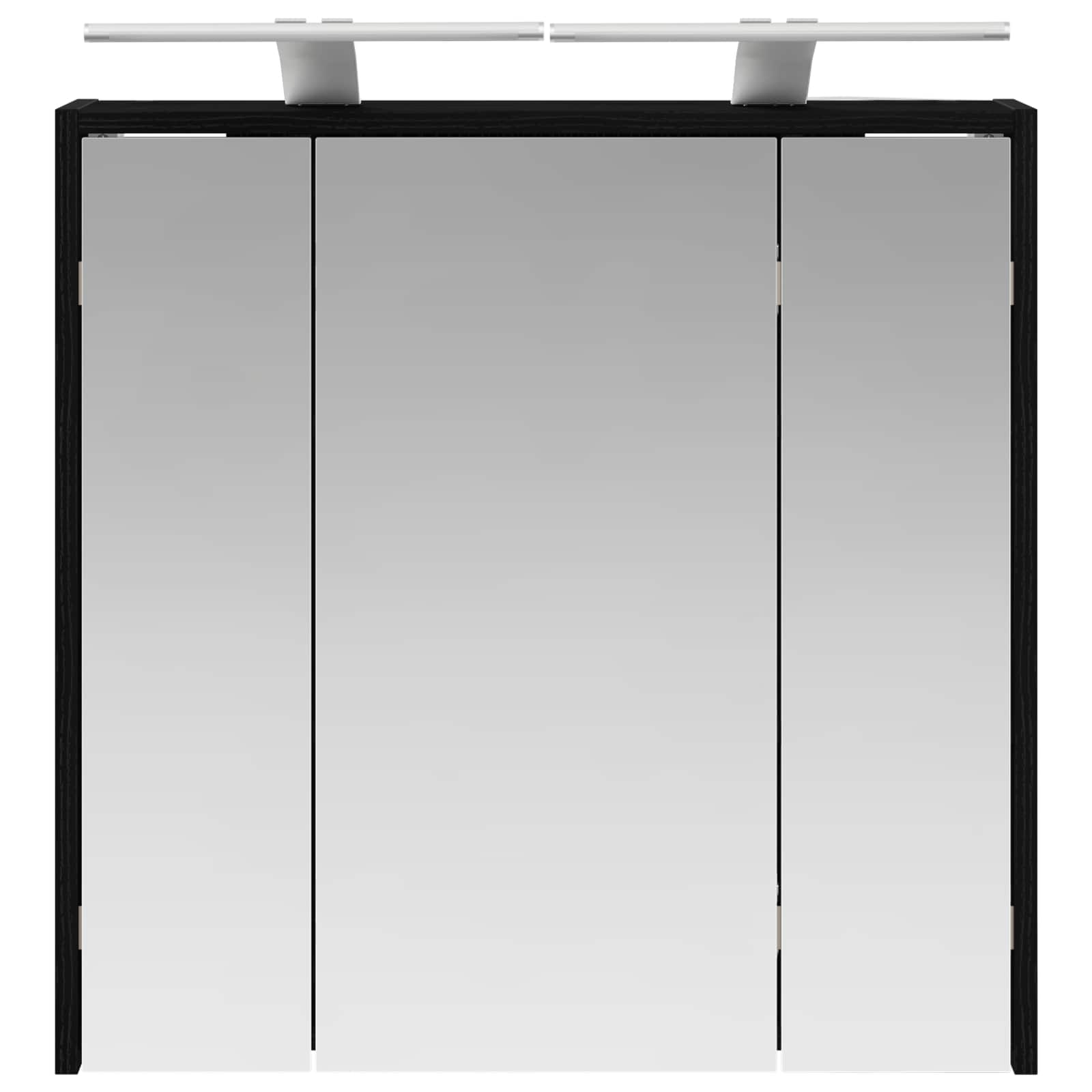 vidaXL Szafka z lustrem do łazienki Czarny Dąb 63,5 x 16 x 62,5 cm