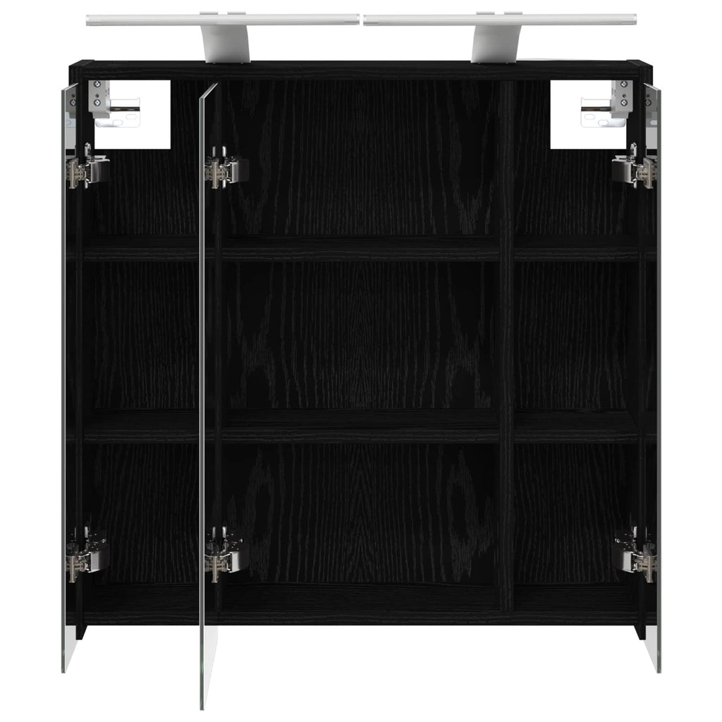 vidaXL Szafka z lustrem do łazienki Czarny Dąb 63,5 x 16 x 62,5 cm
