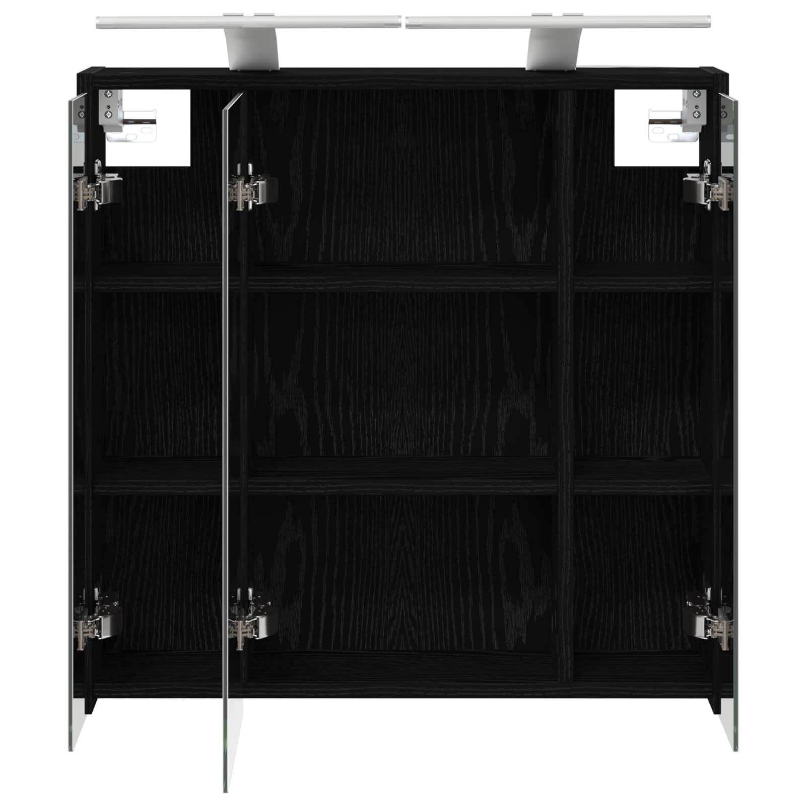 vidaXL Szafka z lustrem do łazienki Czarny Dąb 63,5 x 16 x 62,5 cm