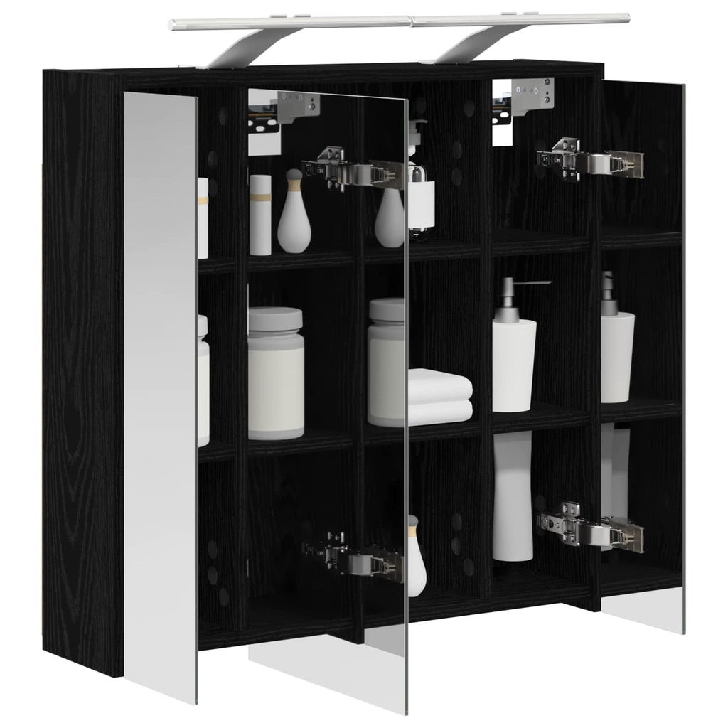 vidaXL Szafka z lustrem do łazienki Czarny Dąb 63,5 x 16 x 62,5 cm