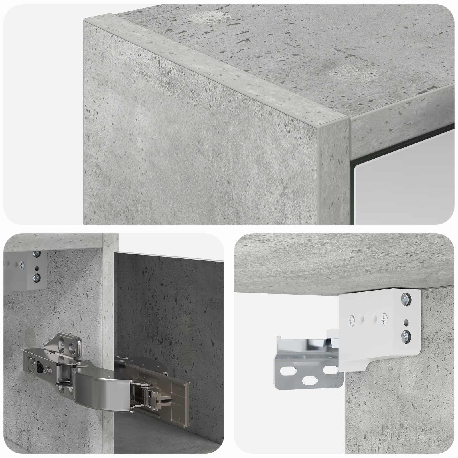 vidaXL Szafka z lustrem do łazienki Betonowy szary 63,5 x 16 x 62,5 cm