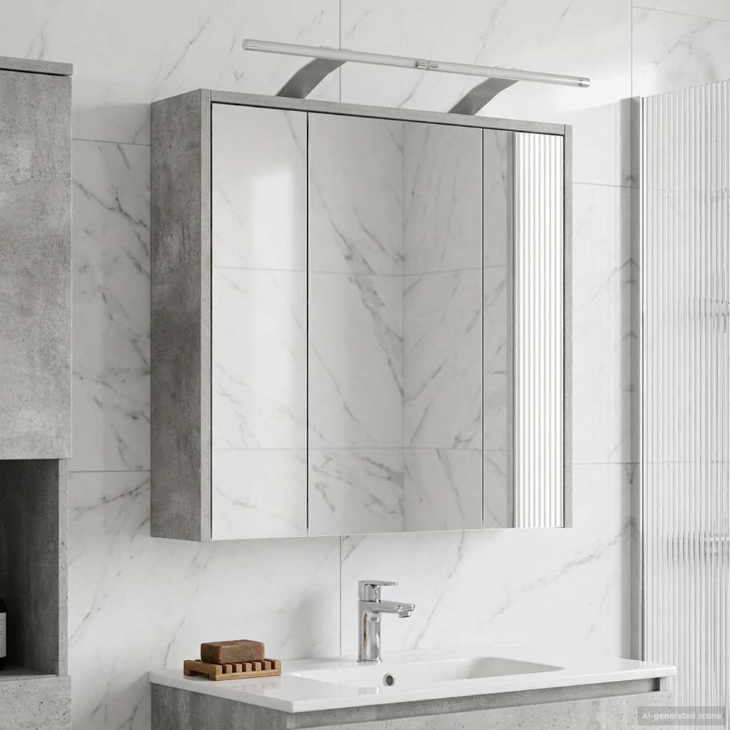 vidaXL Szafka z lustrem do łazienki Betonowy szary 63,5 x 16 x 62,5 cm