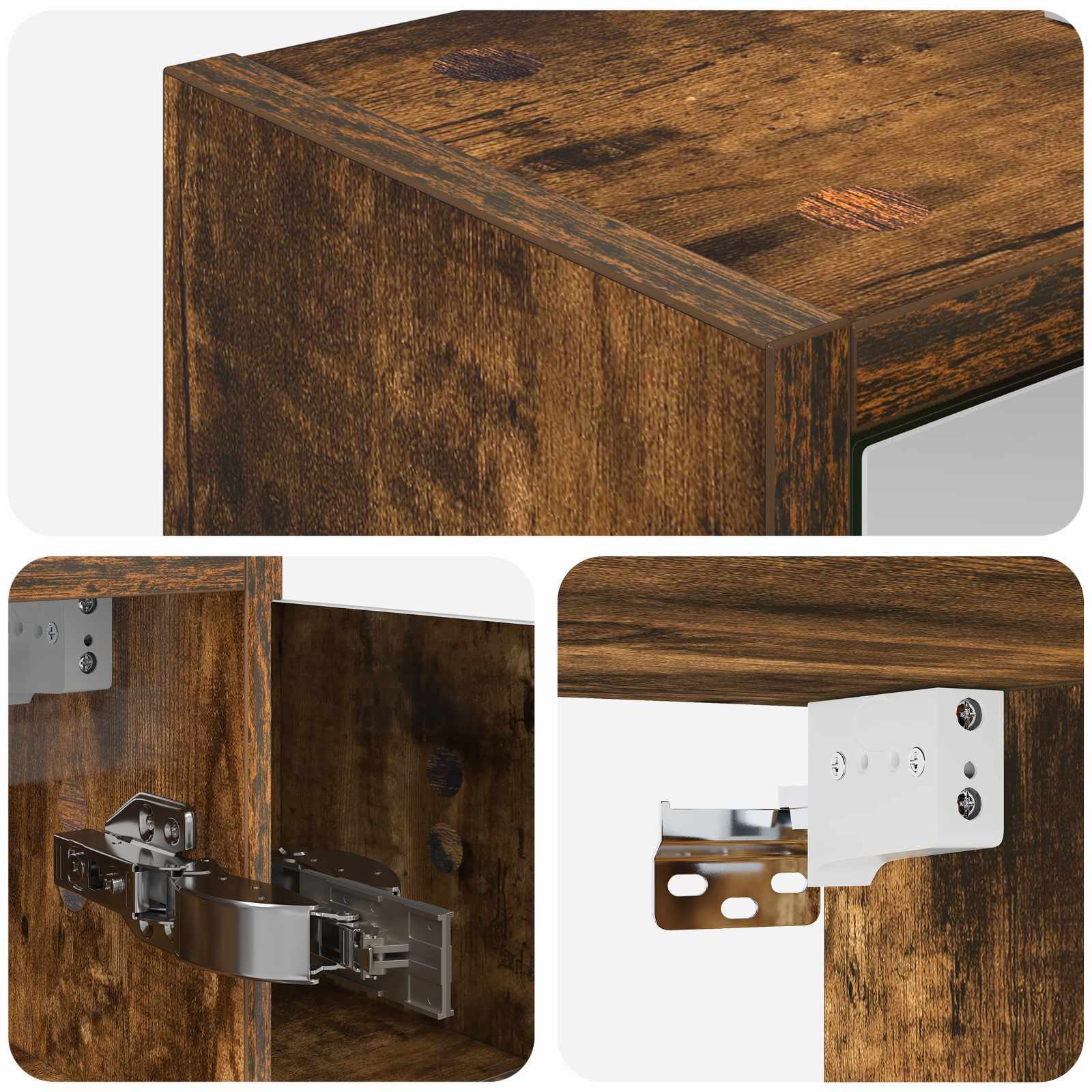vidaXL Szafka z lustrem do łazienki Dąb wędzony 63,5 x 16 x 62,5 cm