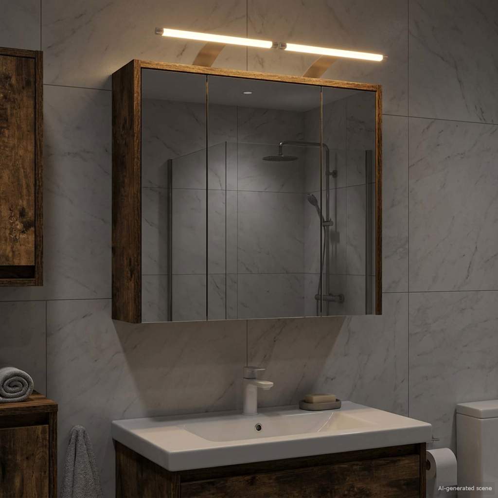 vidaXL Szafka z lustrem do łazienki Dąb wędzony 63,5 x 16 x 62,5 cm