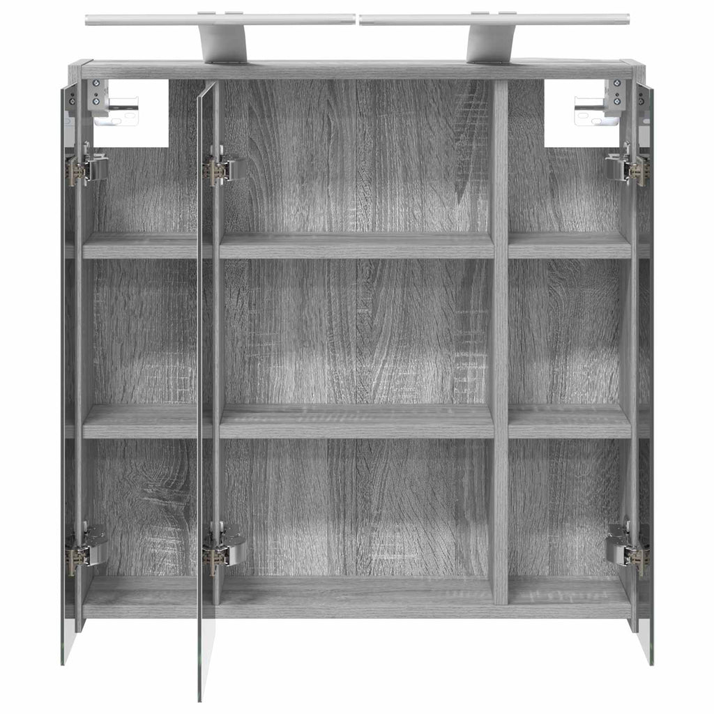 vidaXL Szafka z lustrem do łazienki Szary Sonoma 63,5 x 16 x 62,5 cm