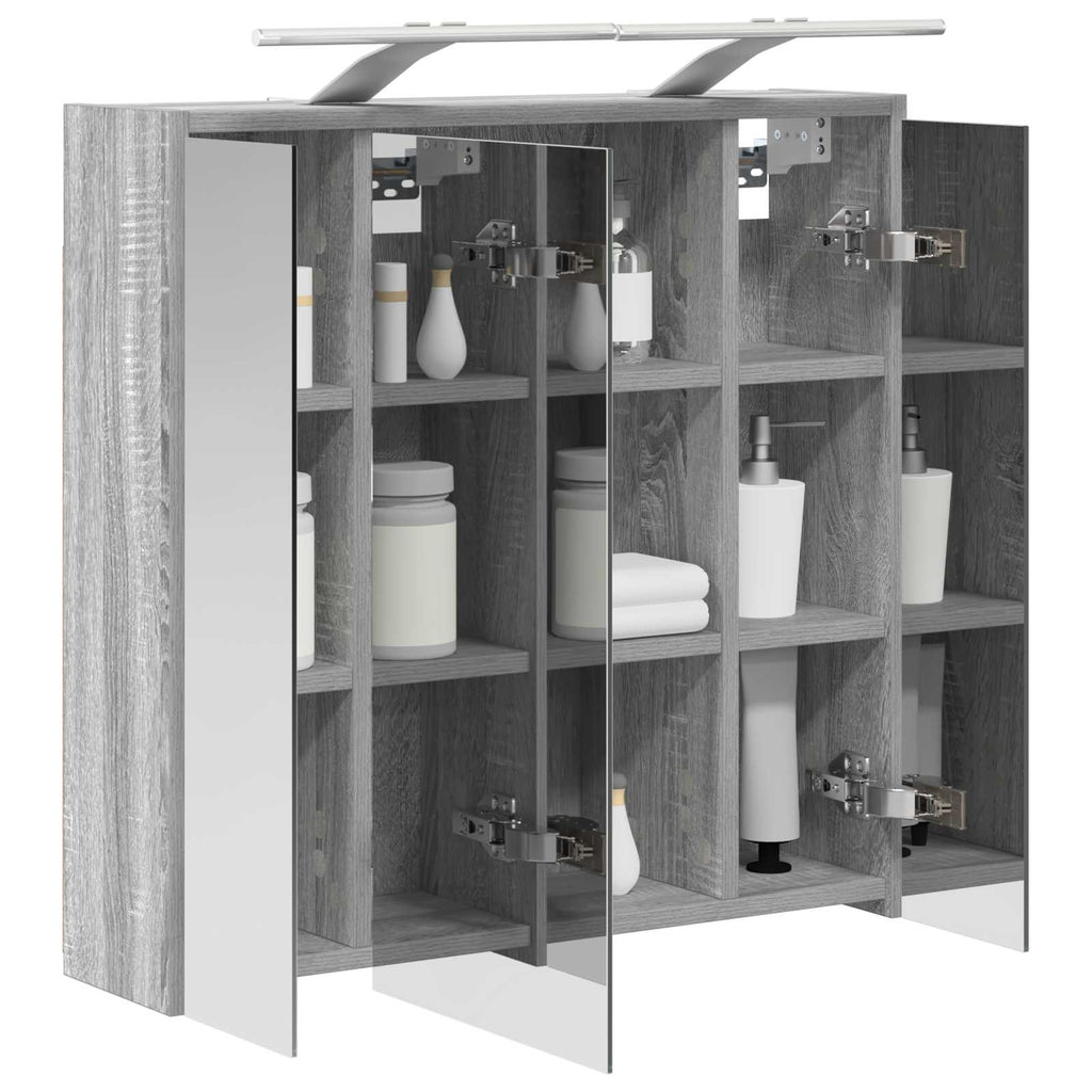 vidaXL Szafka z lustrem do łazienki Szary Sonoma 63,5 x 16 x 62,5 cm