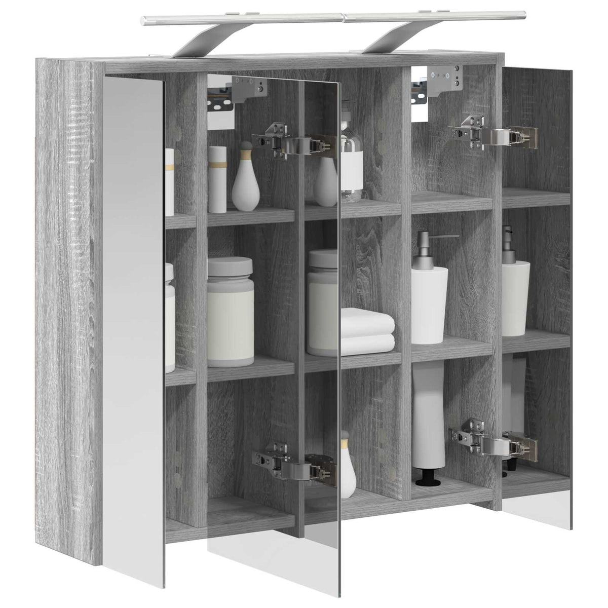 vidaXL Szafka z lustrem do łazienki Szary Sonoma 63,5 x 16 x 62,5 cm