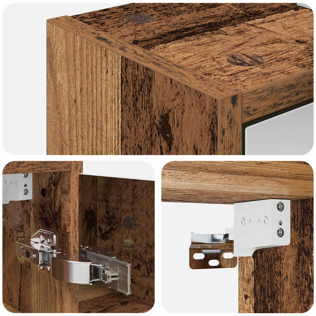 vidaXL Szafka z lustrem do łazienki Stare drewno 63,5 x 16 x 62,5 cm