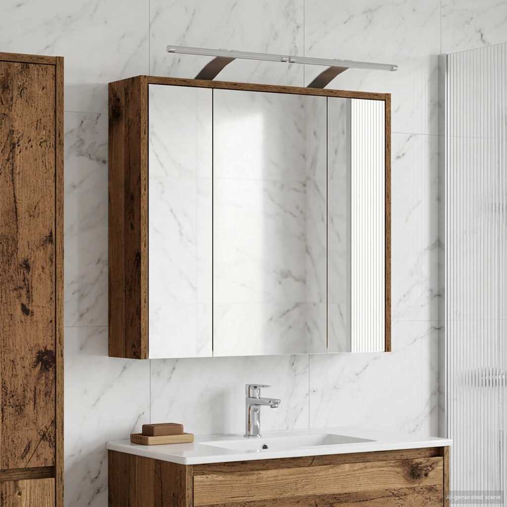 vidaXL Szafka z lustrem do łazienki Stare drewno 63,5 x 16 x 62,5 cm