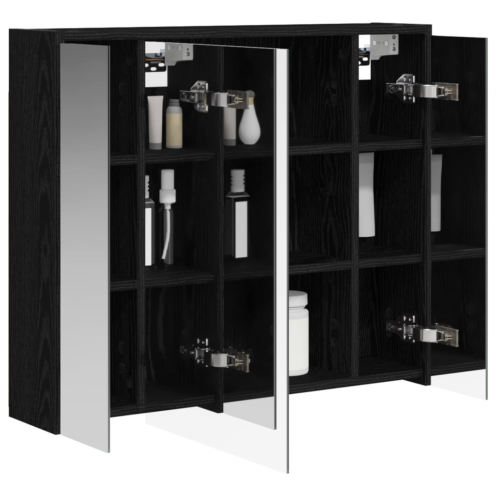 vidaXL Szafka z lustrem do łazienki Czarny Dąb 73,5 x 16 x 62,5 cm