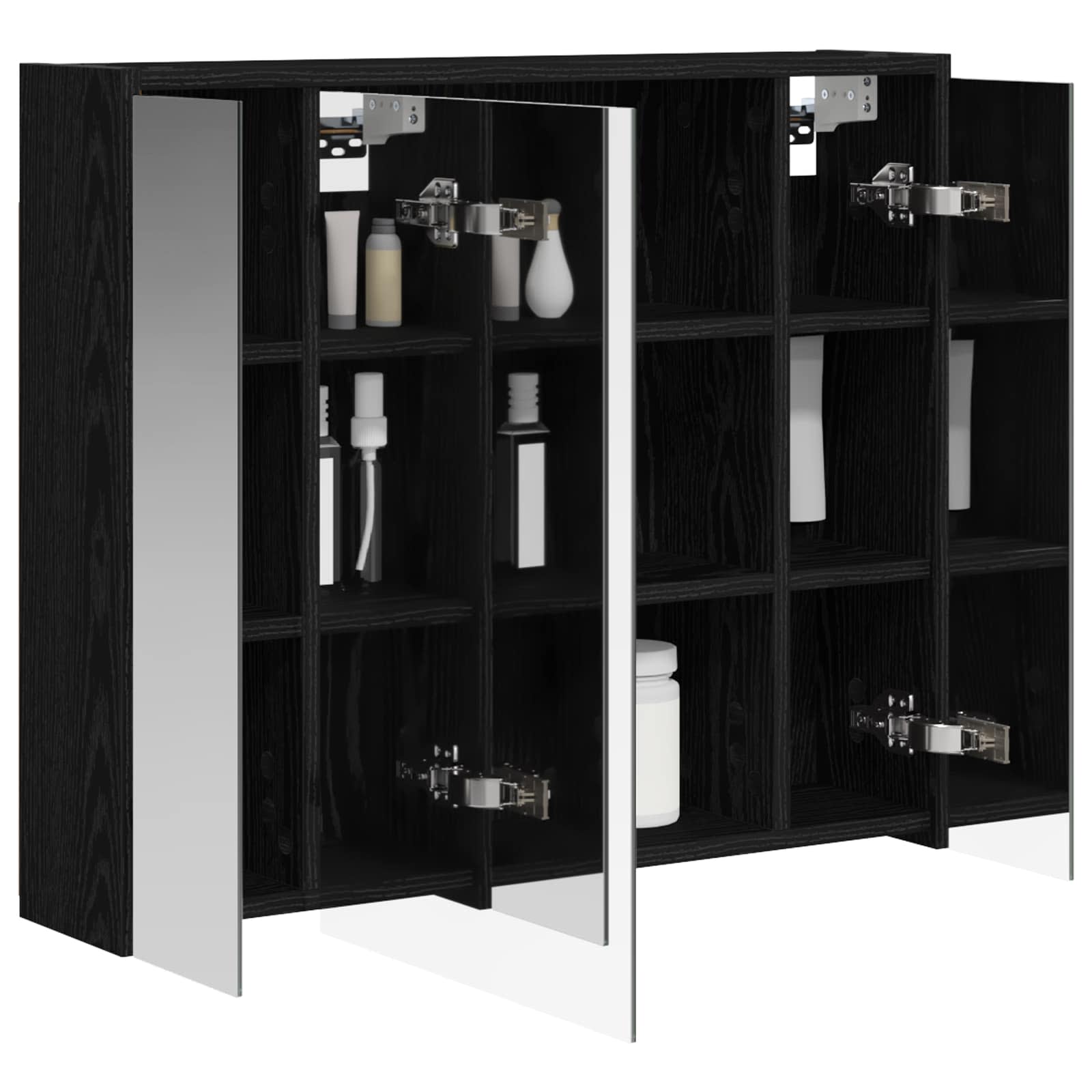 vidaXL Szafka z lustrem do łazienki Czarny Dąb 73,5 x 16 x 62,5 cm