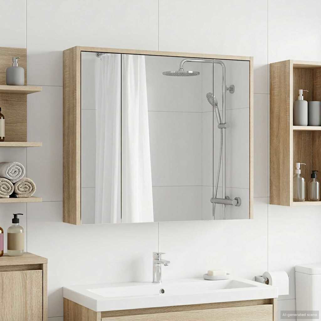 vidaXL Szafka z lustrem do łazienki Dąb Sonoma 73,5 x 16 x 62,5 cm