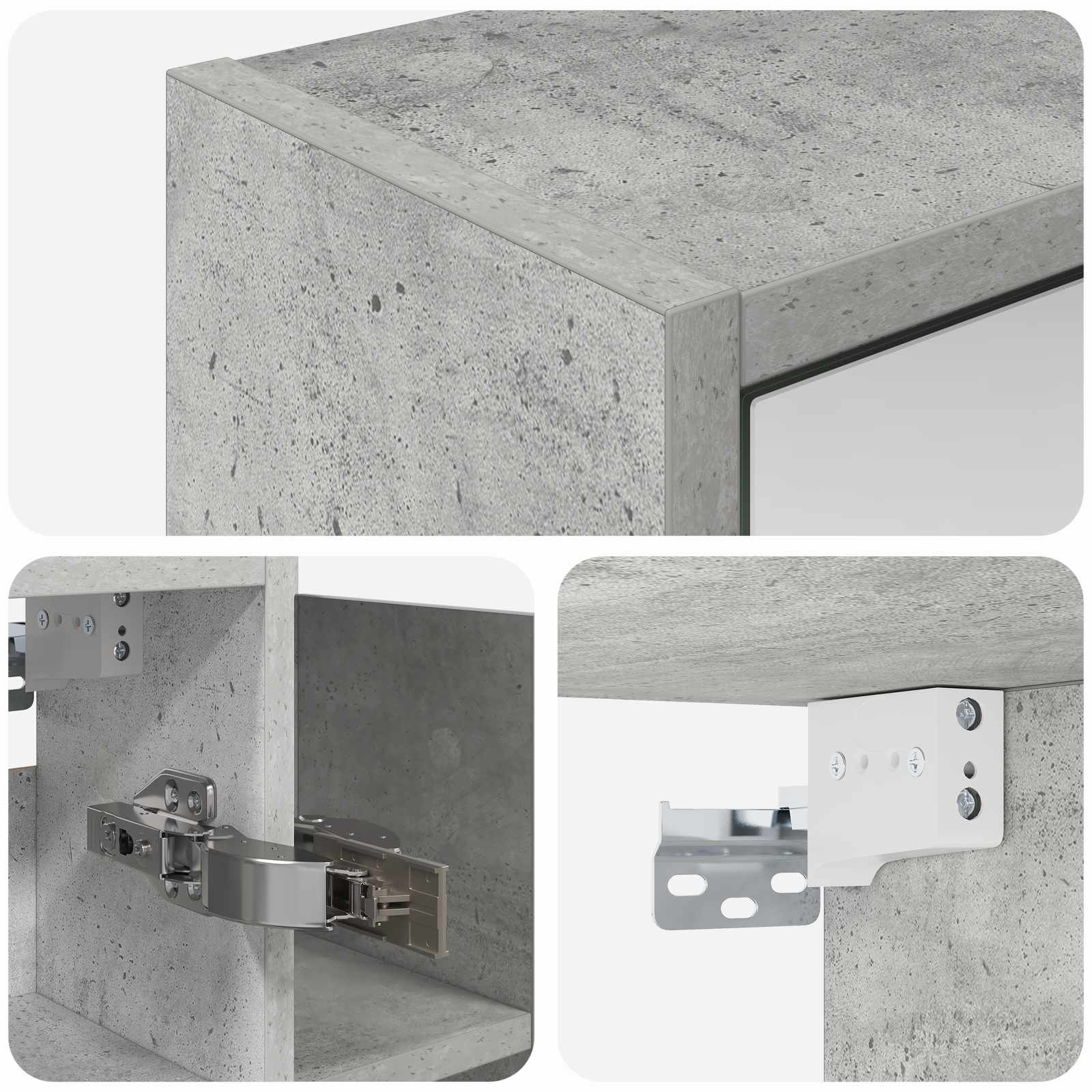 vidaXL Szafka z lustrem do łazienki Betonowy szary 73,5 x 16 x 62,5 cm