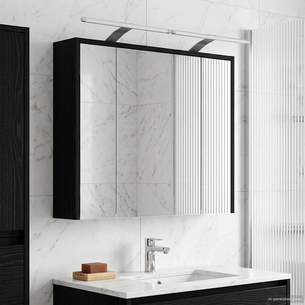 vidaXL Szafka z lustrem do łazienki Czarny Dąb 73,5 x 16 x 62,5 cm