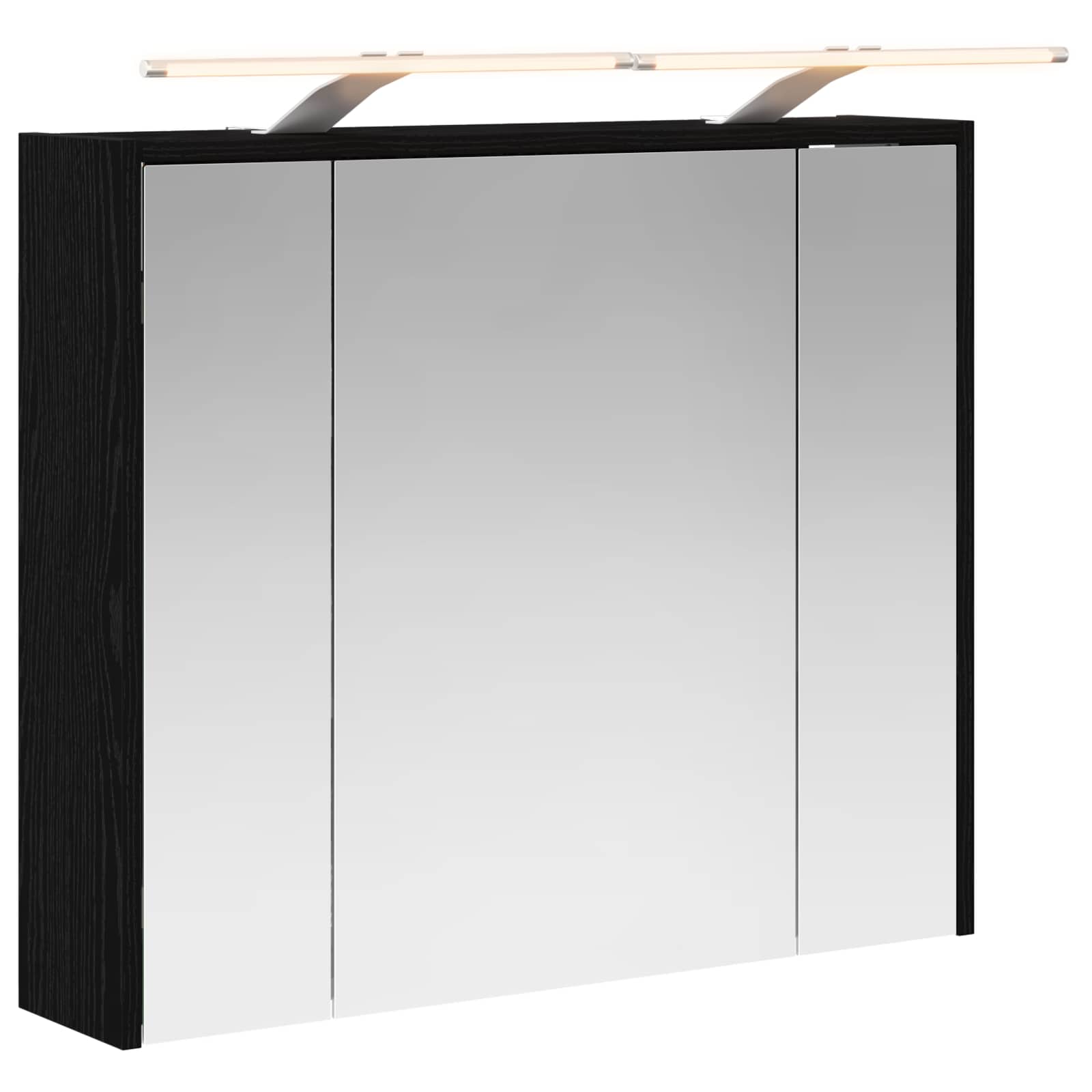 vidaXL Szafka z lustrem do łazienki Czarny Dąb 73,5 x 16 x 62,5 cm