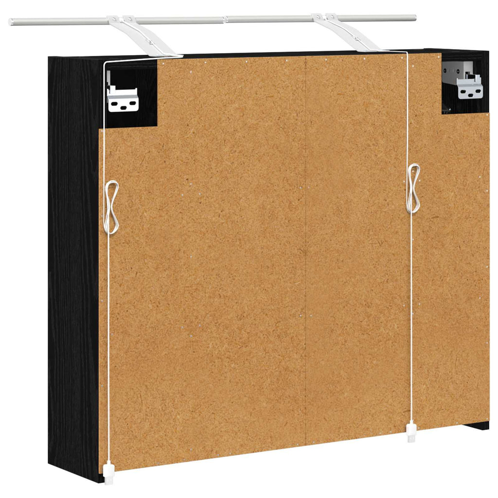 vidaXL Szafka z lustrem do łazienki Czarny Dąb 73,5 x 16 x 62,5 cm