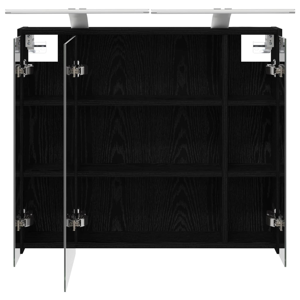vidaXL Szafka z lustrem do łazienki Czarny Dąb 73,5 x 16 x 62,5 cm