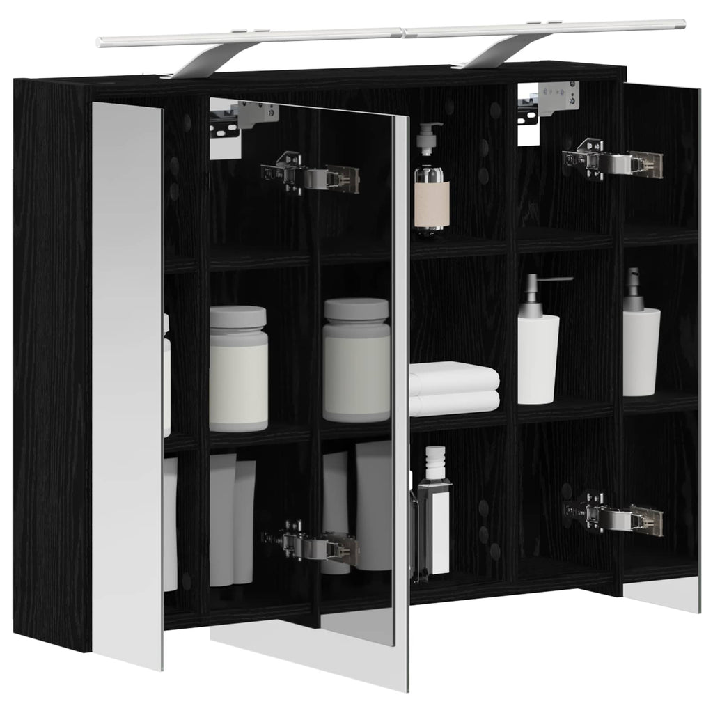 vidaXL Szafka z lustrem do łazienki Czarny Dąb 73,5 x 16 x 62,5 cm