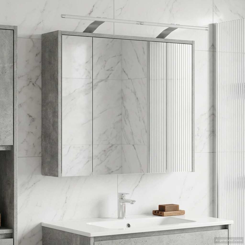 vidaXL Szafka z lustrem do łazienki Betonowy szary 73,5 x 16 x 62,5 cm