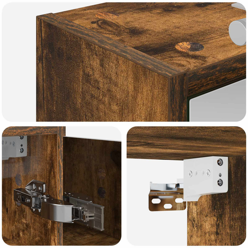 vidaXL Szafka z lustrem do łazienki Dąb wędzony 73,5 x 16 x 62,5 cm