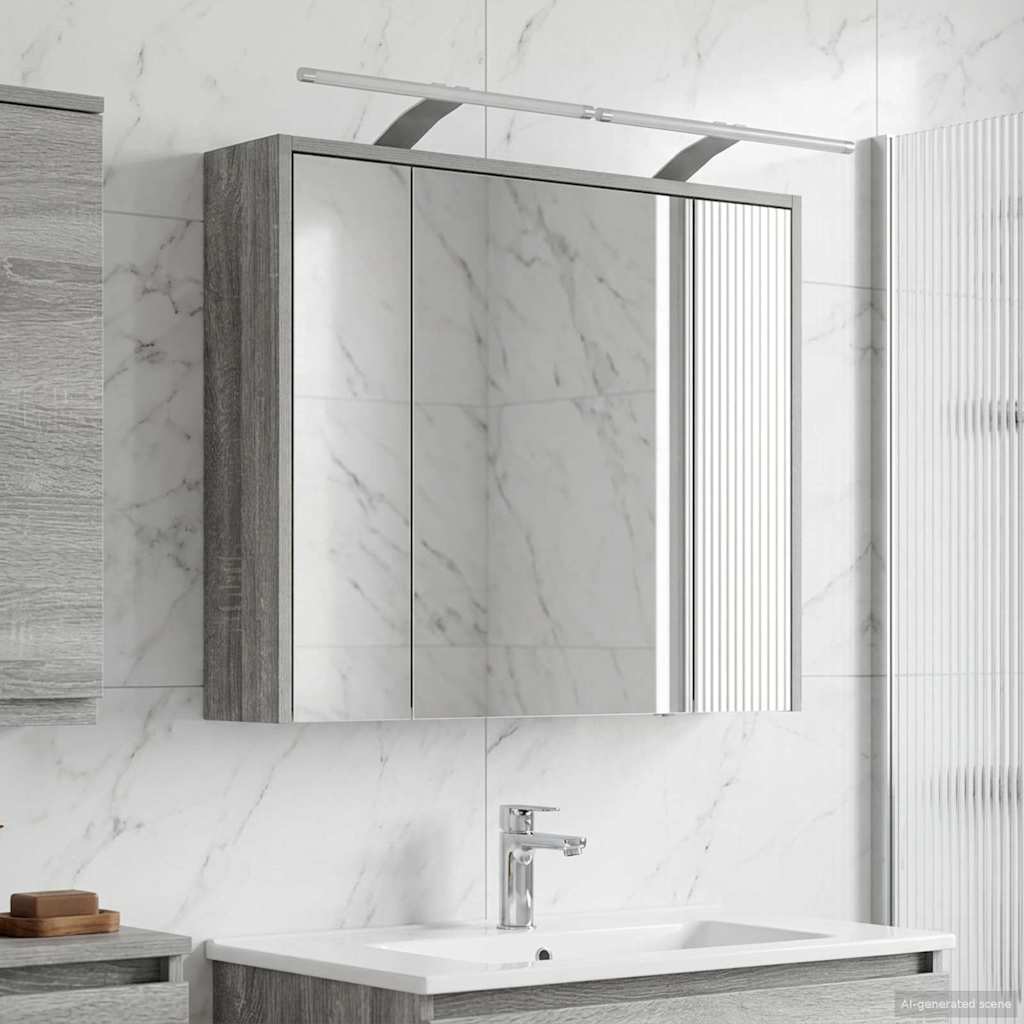 vidaXL Szafka z lustrem do łazienki Szary Sonoma 73,5 x 16 x 62,5 cm