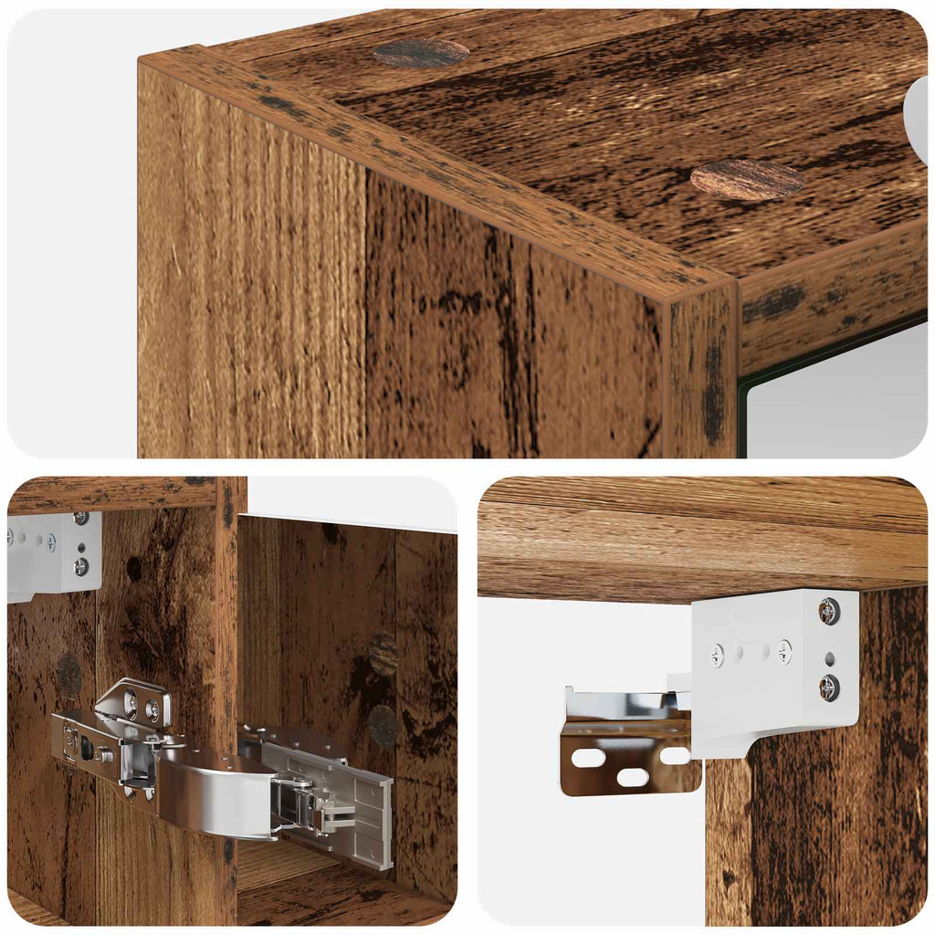 vidaXL Szafka z lustrem do łazienki Stare drewno 73,5 x 16 x 62,5 cm