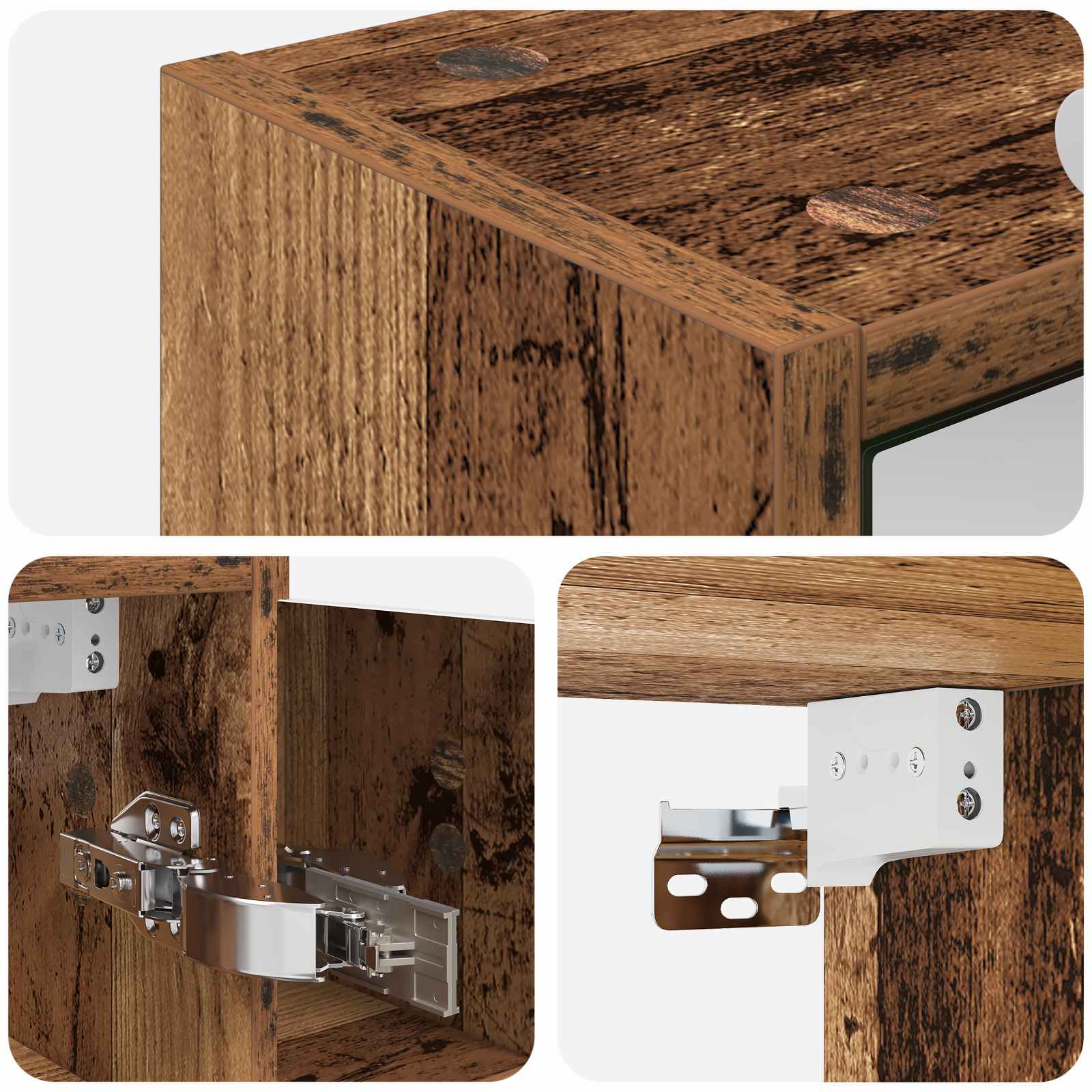 vidaXL Szafka z lustrem do łazienki Stare drewno 73,5 x 16 x 62,5 cm