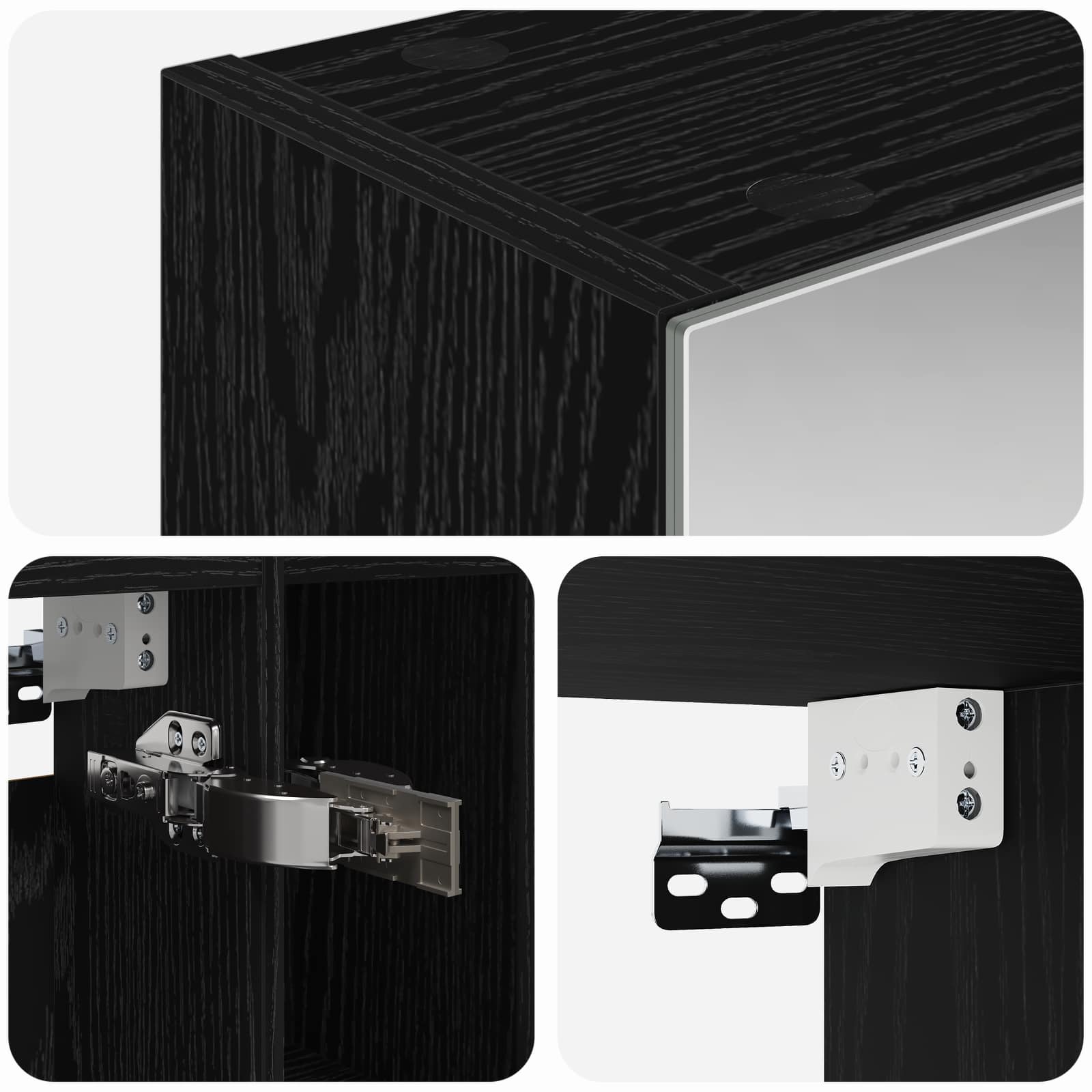 vidaXL Szafka z lustrem do łazienki Czarny Dąb 60 x 14.5 x 70 cm