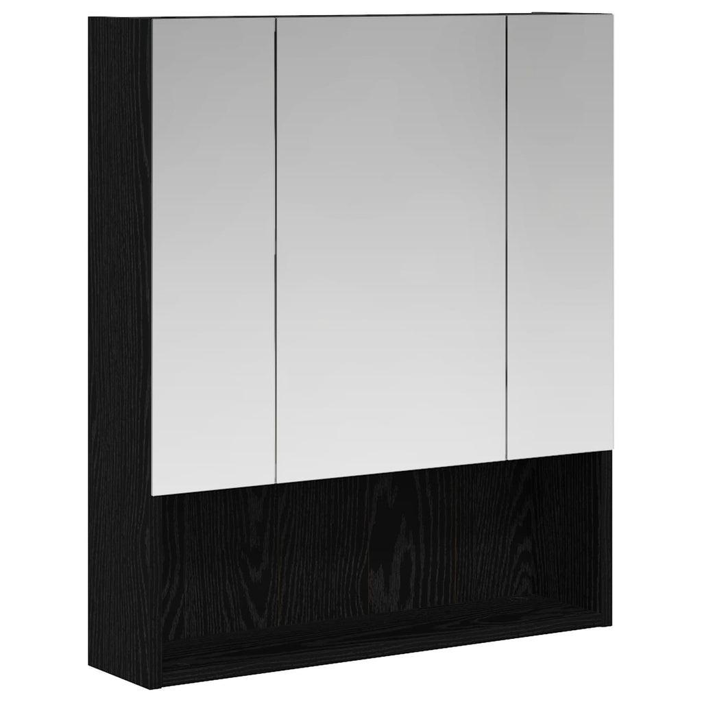 vidaXL Szafka z lustrem do łazienki Czarny Dąb 60 x 14.5 x 70 cm