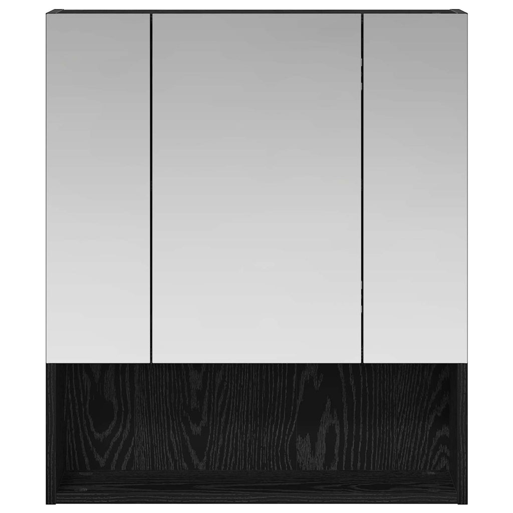 vidaXL Szafka z lustrem do łazienki Czarny Dąb 60 x 14.5 x 70 cm