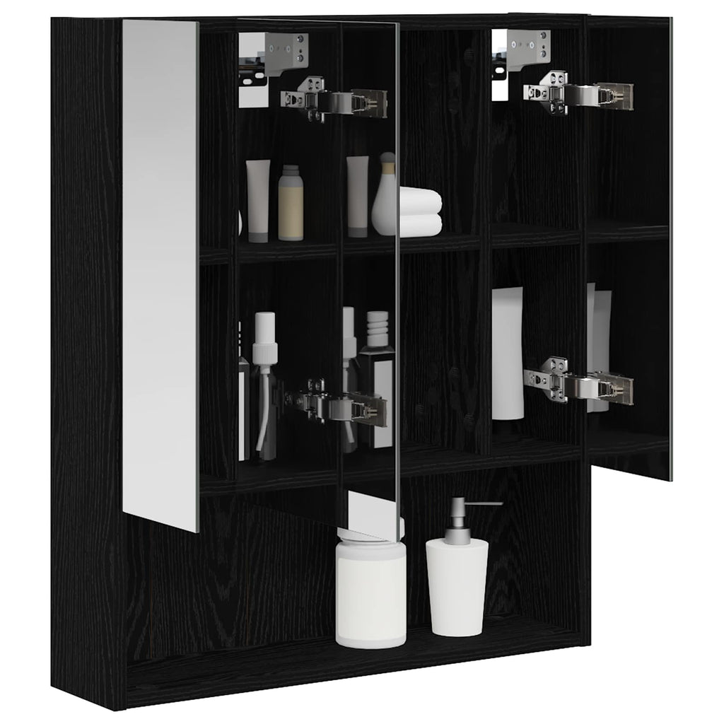 vidaXL Szafka z lustrem do łazienki Czarny Dąb 60 x 14.5 x 70 cm