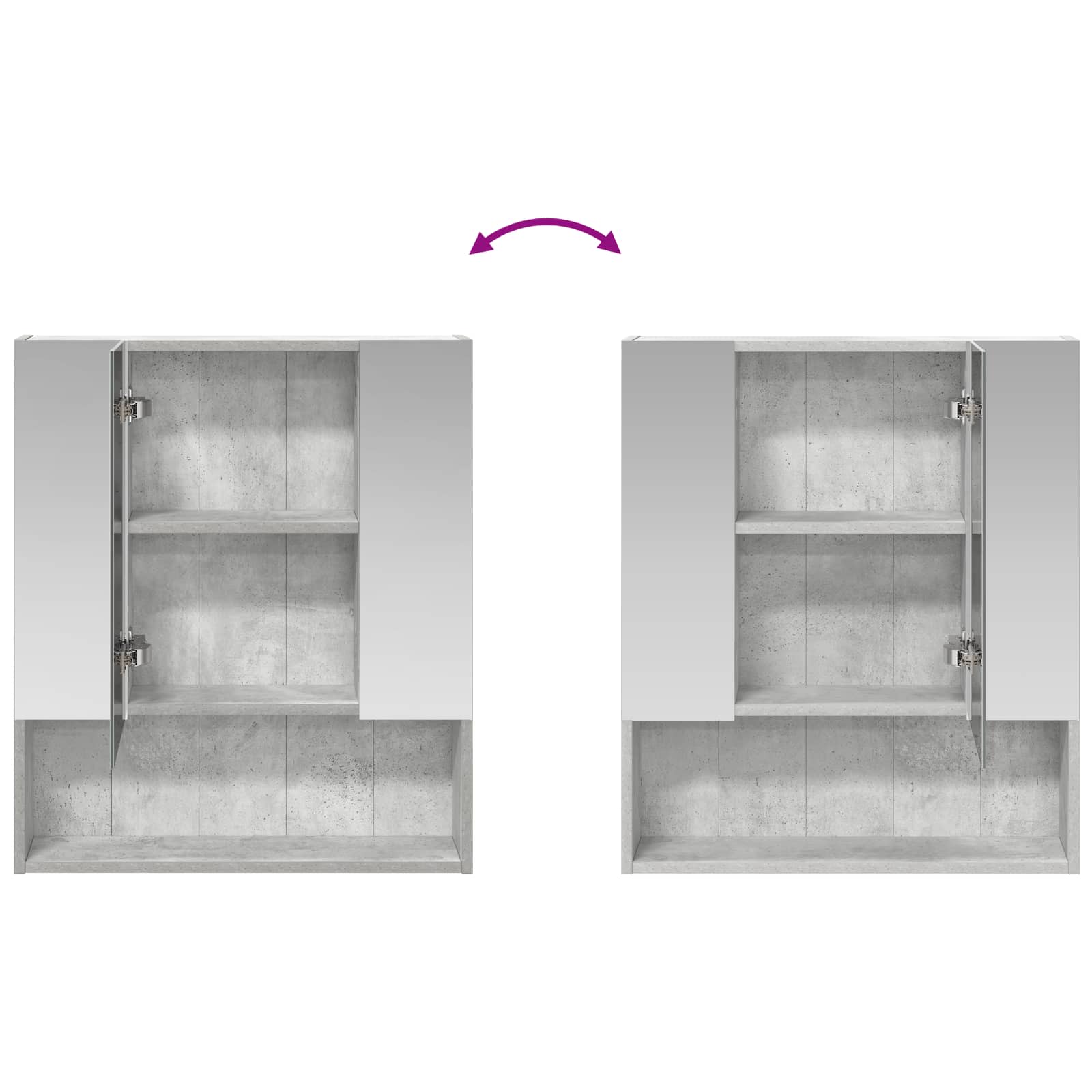 vidaXL Szafka z lustrem do łazienki Betonowy szary 60 x 14.5 x 70 cm