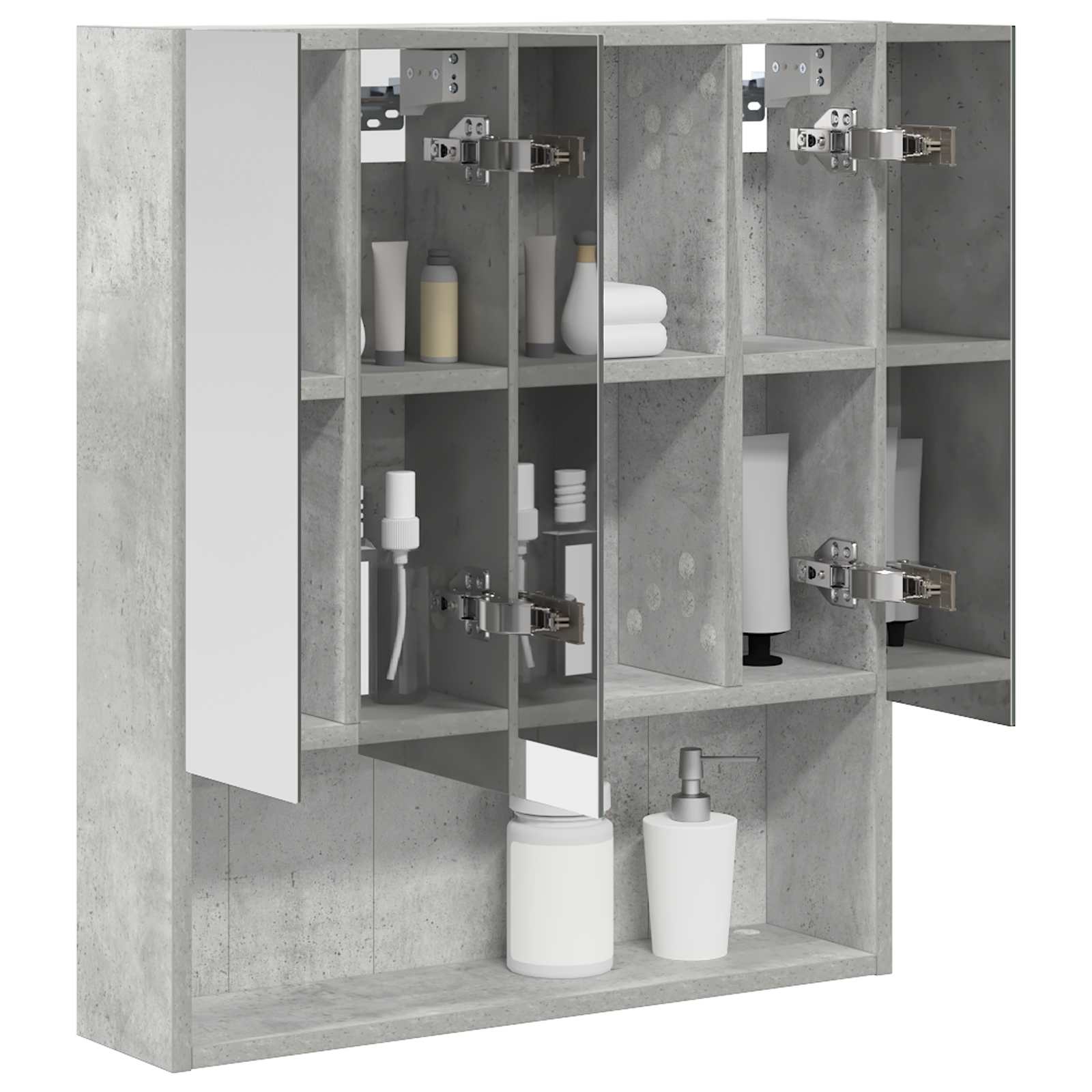 vidaXL Szafka z lustrem do łazienki Betonowy szary 60 x 14.5 x 70 cm
