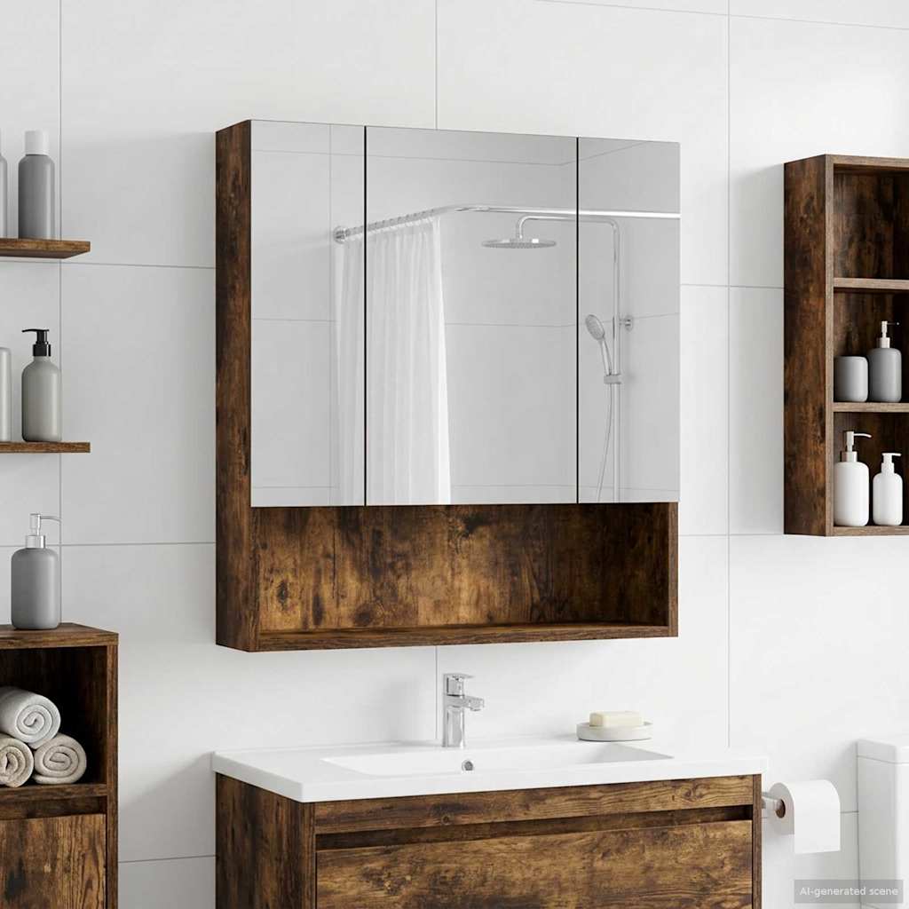 vidaXL Szafka z lustrem do łazienki Dąb wędzony 60 x 14.5 x 70 cm