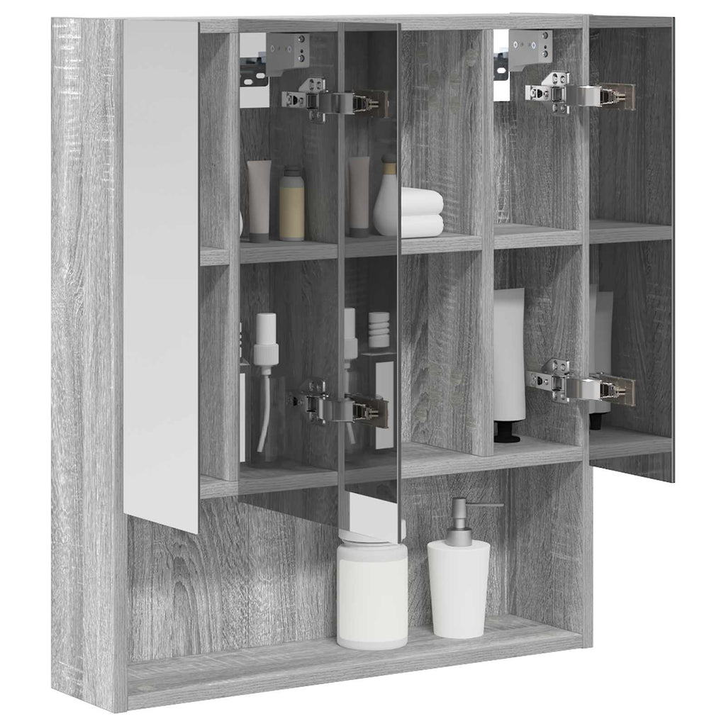 vidaXL Szafka z lustrem do łazienki Szary Sonoma 60 x 14.5 x 70 cm
