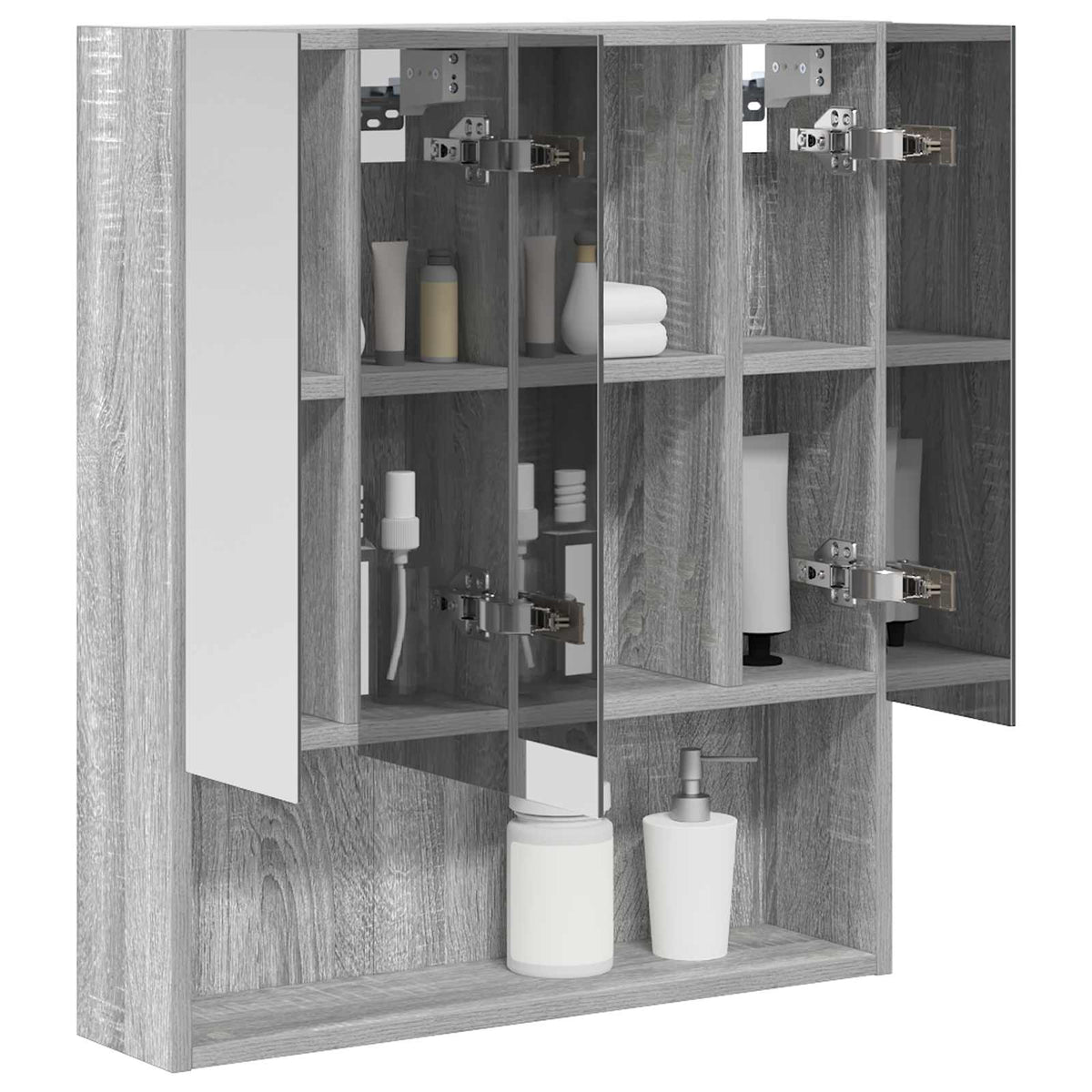 vidaXL Szafka z lustrem do łazienki Szary Sonoma 60 x 14.5 x 70 cm