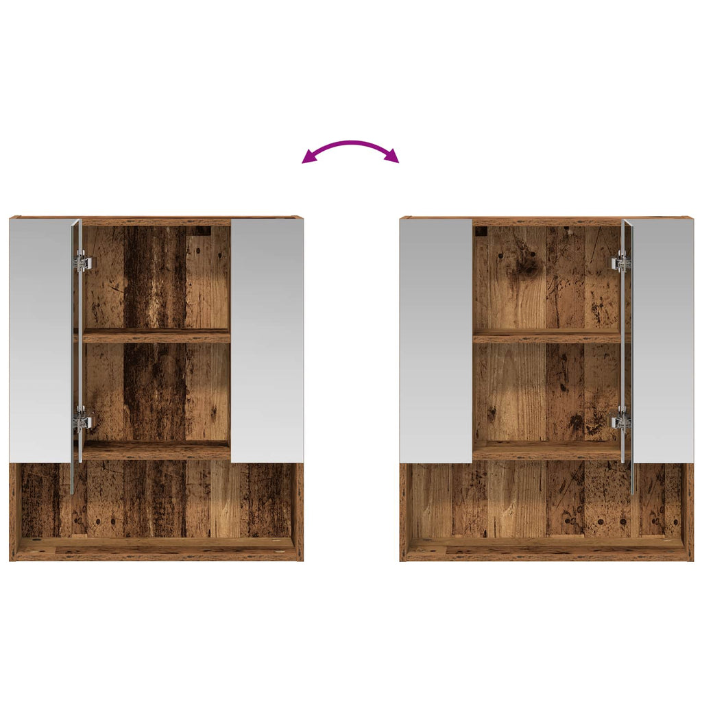 vidaXL Szafka z lustrem do łazienki Stare drewno 60 x 14.5 x 70 cm