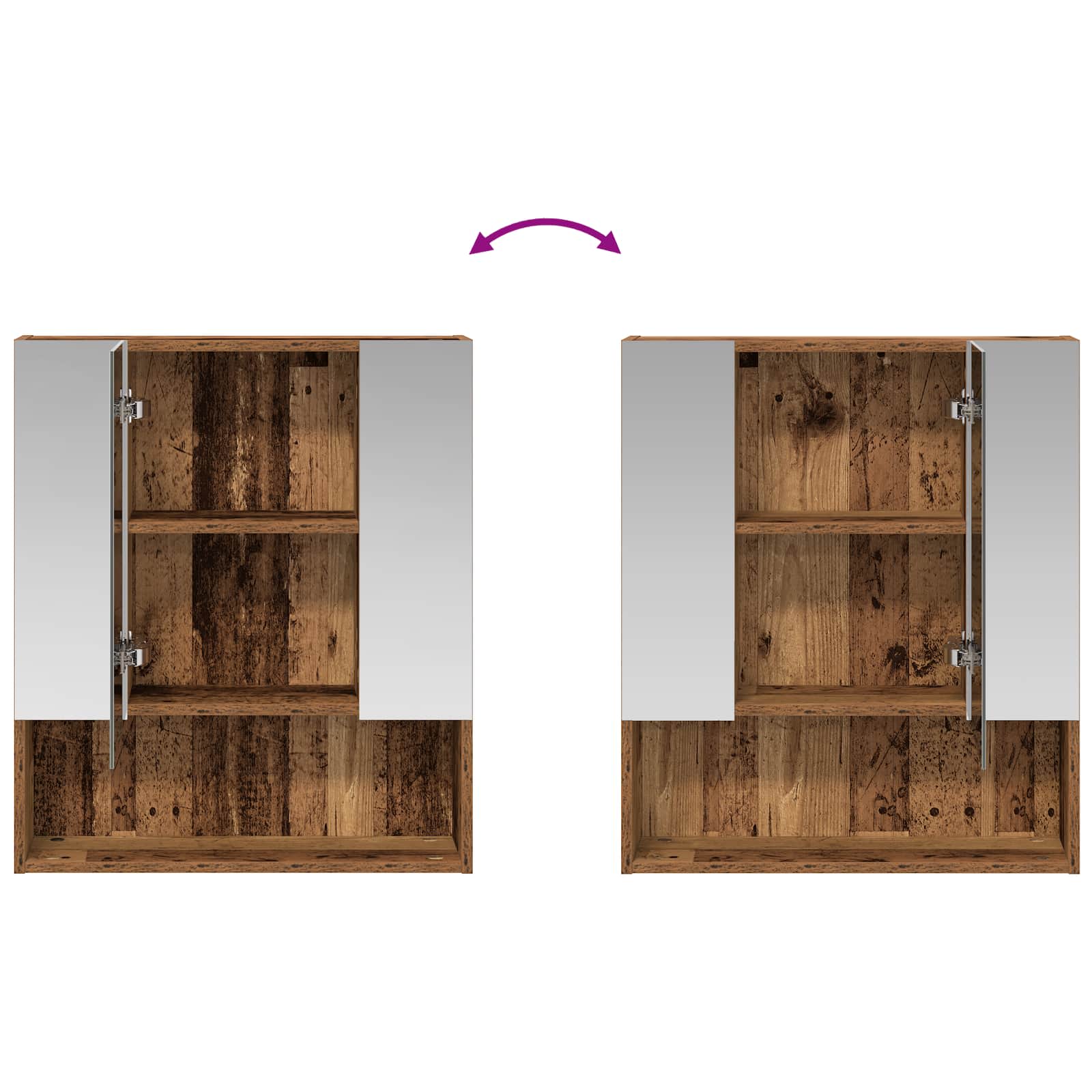 vidaXL Szafka z lustrem do łazienki Stare drewno 60 x 14.5 x 70 cm