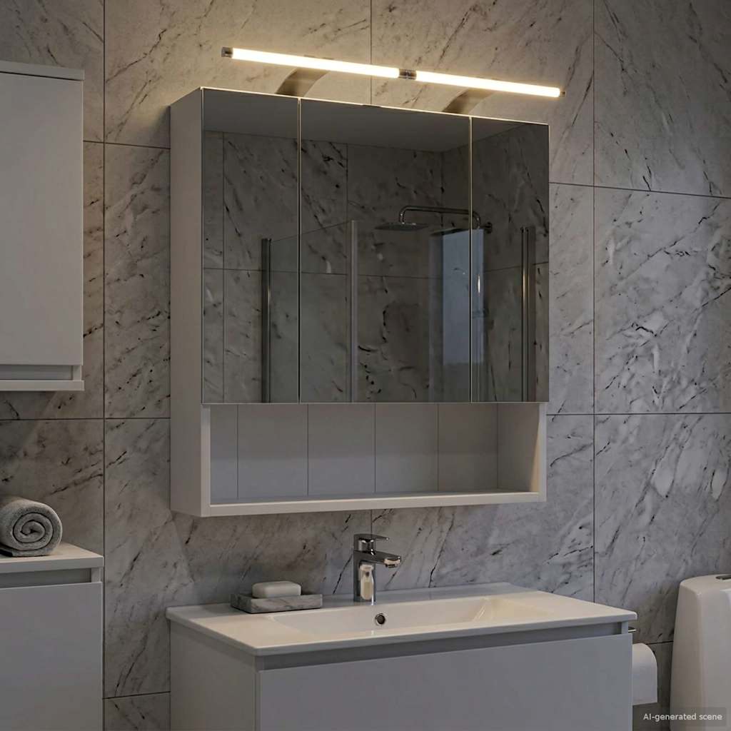 vidaXL Szafka z lustrem do łazienki z półką Biały 60 x 14.5 x 70 cm