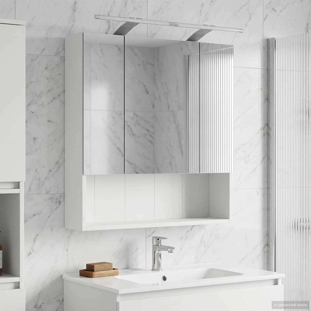 vidaXL Szafka z lustrem do łazienki z półką Biały 60 x 14.5 x 70 cm