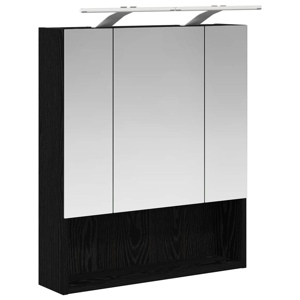 vidaXL Szafka z lustrem do łazienki Czarny Dąb 60 x 14.5 x 70 cm