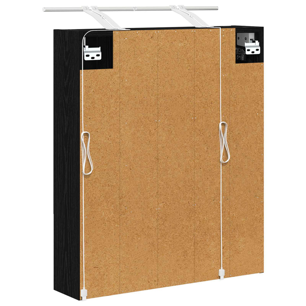 vidaXL Szafka z lustrem do łazienki Czarny Dąb 60 x 14.5 x 70 cm