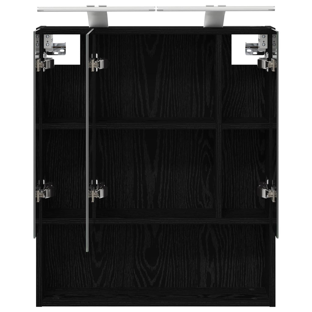 vidaXL Szafka z lustrem do łazienki Czarny Dąb 60 x 14.5 x 70 cm