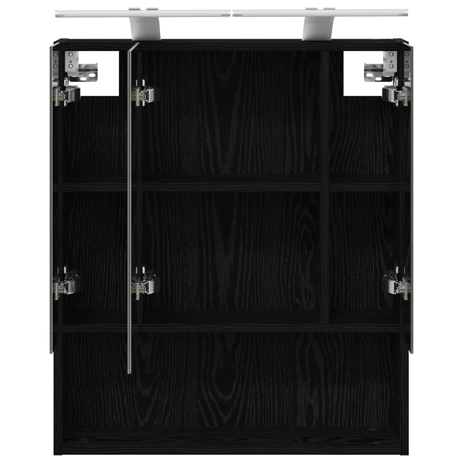 vidaXL Szafka z lustrem do łazienki Czarny Dąb 60 x 14.5 x 70 cm