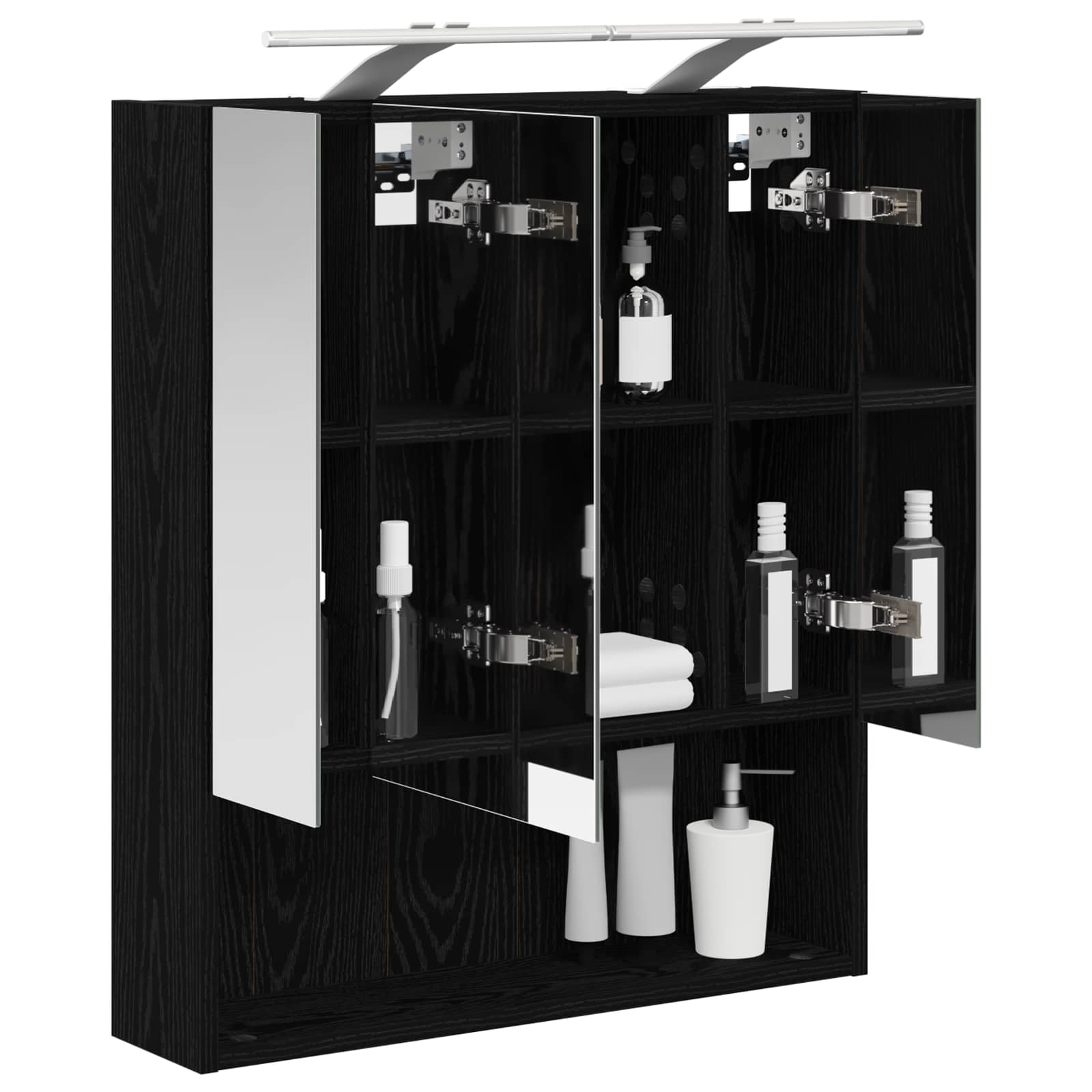 vidaXL Szafka z lustrem do łazienki Czarny Dąb 60 x 14.5 x 70 cm