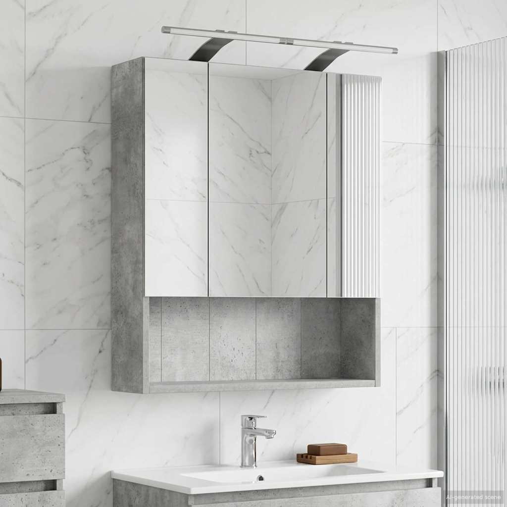 vidaXL Szafka z lustrem do łazienki Betonowy szary 60 x 14.5 x 70 cm