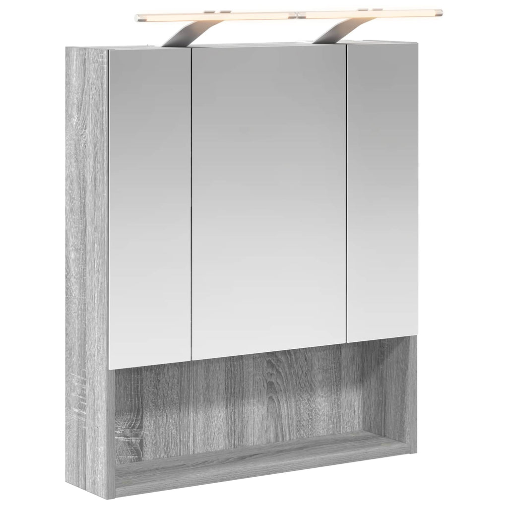 vidaXL Szafka z lustrem do łazienki Szary Sonoma 60 x 14.5 x 70 cm